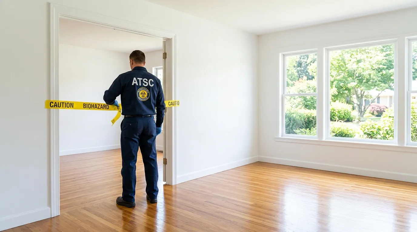 Certified biohazard cleanup crew performing Decomposition Cleanup in Home Gardens
